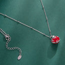 925 Sterling Silver White Gold Plated Enamel Necklace 40+5cm for Women