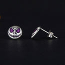 925 Sterling Silver Enamel Oxidized Earrings - 8mm for Women
