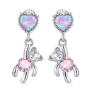 925 Sterling Silver Earrings with Translucent Opal and CZ for Women