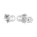 925 Sterling Silver 0.1 Carat Moissanite and Pearl Earrings for Women