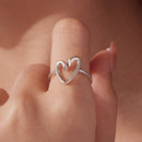 925 Sterling Silver Oxidized Silver Heart Ring for Women