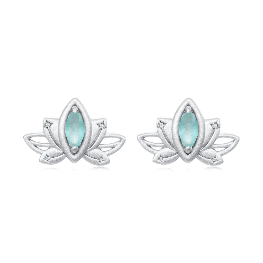 925 Sterling Silver Earrings with Pavé CZ and White Gold Plating, Size 0.9*1.3 cm for Women