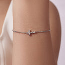 925 Sterling Silver Moissanite Bracelet 15+6cm, Plated White Gold, for Women