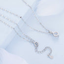925 Sterling Silver Necklace with Pavé Setting CZ - Adjustable Length, Platinum Plated - Women's Jewelry