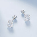 925 Sterling Silver Earrings with Pavé Setting CZ, 0.7*0.5cm, for Women