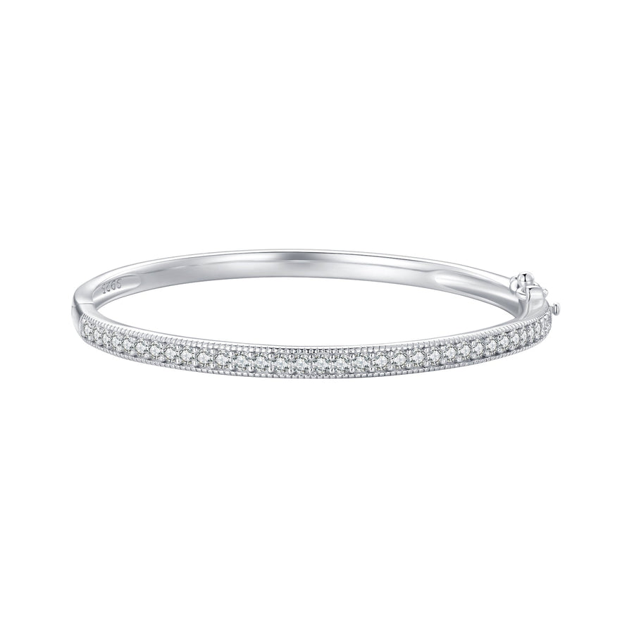 925 Silver & Platinum Pavé Setting CZ Bracelets, Size 17.0 mm for Women