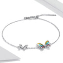 925 Sterling Silver Adjustable Butterfly Enamel Bracelet for Women
