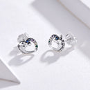 925 Sterling Silver Earrings with Oxidized Finish and Pavé Setting