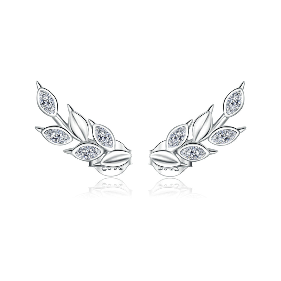 925 Sterling Silver Earrings with CZ in Pavé Setting, 1.4*0.5cm for Women