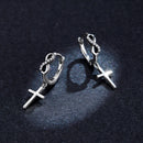 925 Sterling Silver Earrings with Pavé Setting CZ in Oxidized Finish