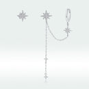 S925 Sterling Silver Earrings with CZ in Pavé Setting, 5.9cm Length, 1cm Size for Women