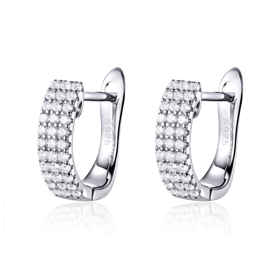 925 Sterling Silver Earrings with Pavé Setting CZ 1.3*0.4cm