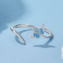 925 Sterling Silver Manta Ray Ring with Pavé Setting CZ for Women