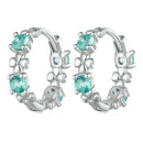 925 Sterling Silver Earrings with Transparent Glass in Size 14mm for Women