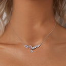 925 Sterling Silver Necklace with CZ & Resin Pendant, 18x39mm, Plated with White Gold