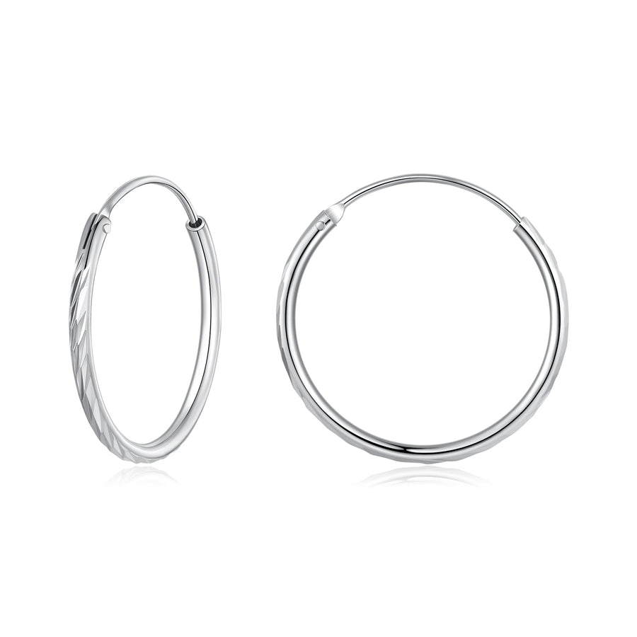 925 Sterling Silver Earrings for Women - White Gold Plated, 2.3x0.2 cm