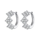925 Sterling Silver Earrings with Pavé Setting CZ - 1.2*0.65cm, White Gold Plated for Women