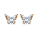 925 Sterling Silver Earrings with Enamel and Pavé Set CZ, 7x10mm, White Gold Plated for Women