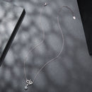 925 Sterling Silver Moissanite 0.50 Carat Necklace with CZ Pavé Setting in White Gold, 40+5cm for Women