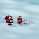 925 Sterling Silver Enamel Plated White Gold Earrings 0.7*1cm for Women