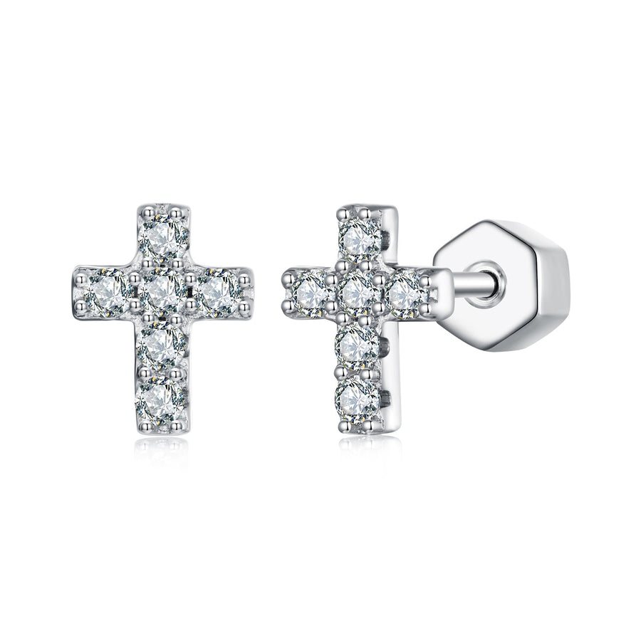 925 Sterling Silver Moissanite Earring 0.7x0.6cm for Women