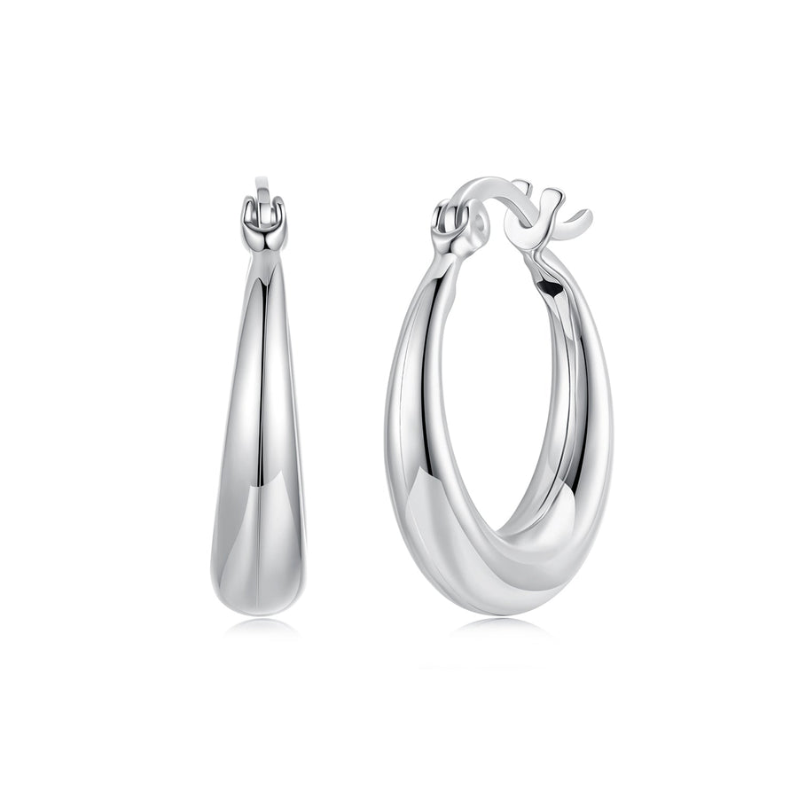 925 Sterling Silver White Gold Plated Earrings 3.0*0.7cm for Women