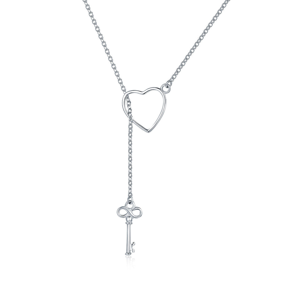 925 Sterling Silver Necklace 55cm with Heart Pendant for Women