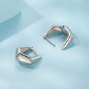 925 Sterling Silver White Gold Plated Earrings 14x6.5mm for Women