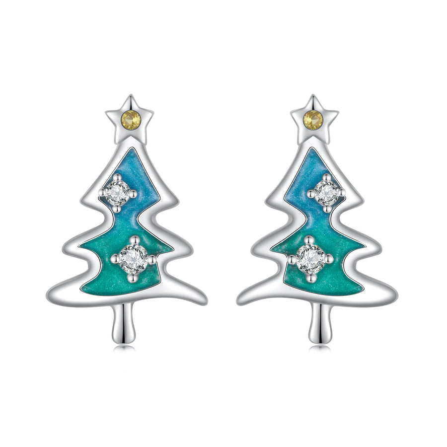 925 Sterling Silver Enamel Pavé CZ Earrings for Women