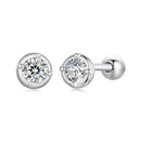 925 Sterling Silver 4mm Moissanite Earrings with Platinum Plating for Women