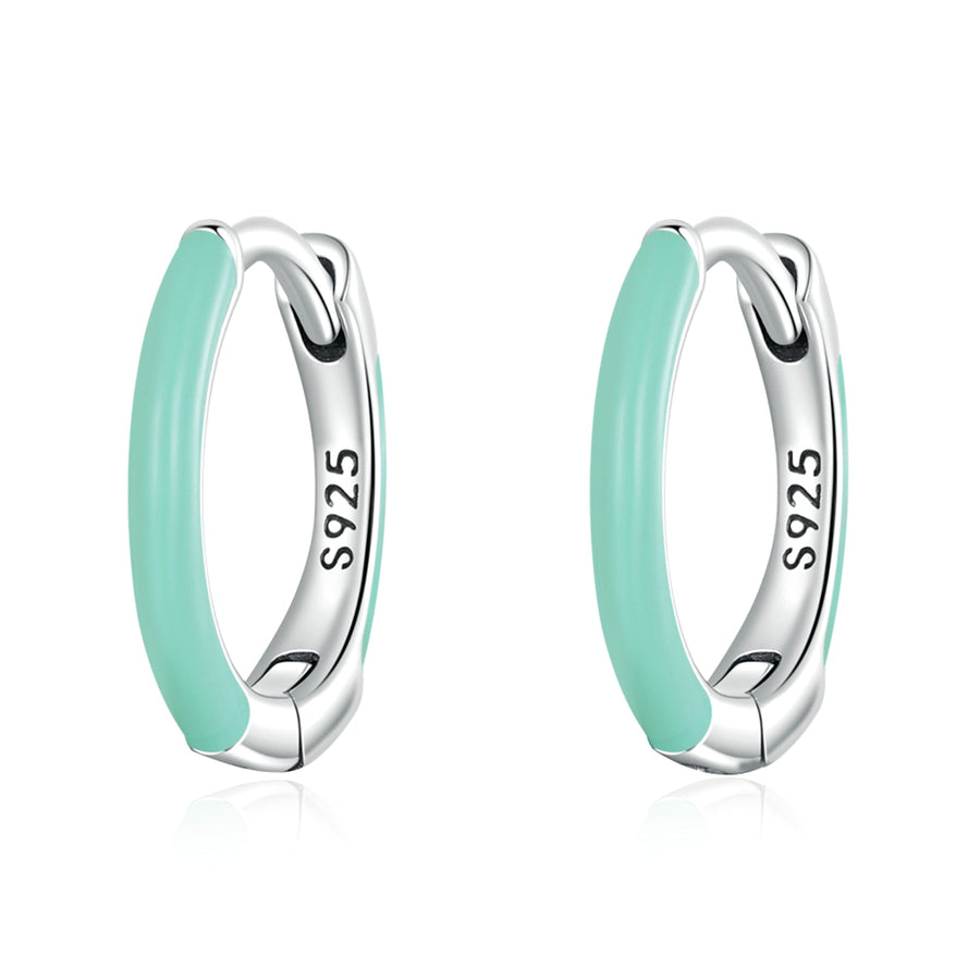 925 Sterling Silver Earrings with Enamel Finish, 1.2cm for Women