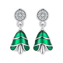 925 Sterling Silver Earrings with Enamel and Pavé Set CZ in Oxidized Silver
