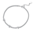 925 Sterling Silver & Pavé Setting CZ Bracelet with White Gold Plating for Women