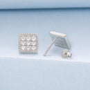 925 Sterling Silver 0.8cm Pavé Setting CZ White Gold Plated Earrings for Women