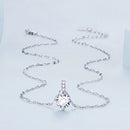 925 Sterling Silver Necklace with Pavé Setting CZ - Adjustable Length, Platinum Plated - Women's Jewelry