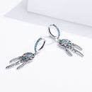 925 Sterling Silver Oxidized Silver Pavé CZ Earrings for Women, Size: 4*1 cm