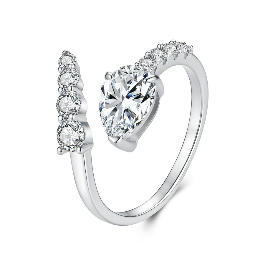 925 Sterling Silver White Gold Plated 1.5ct Moissanite Size E Ring for Women