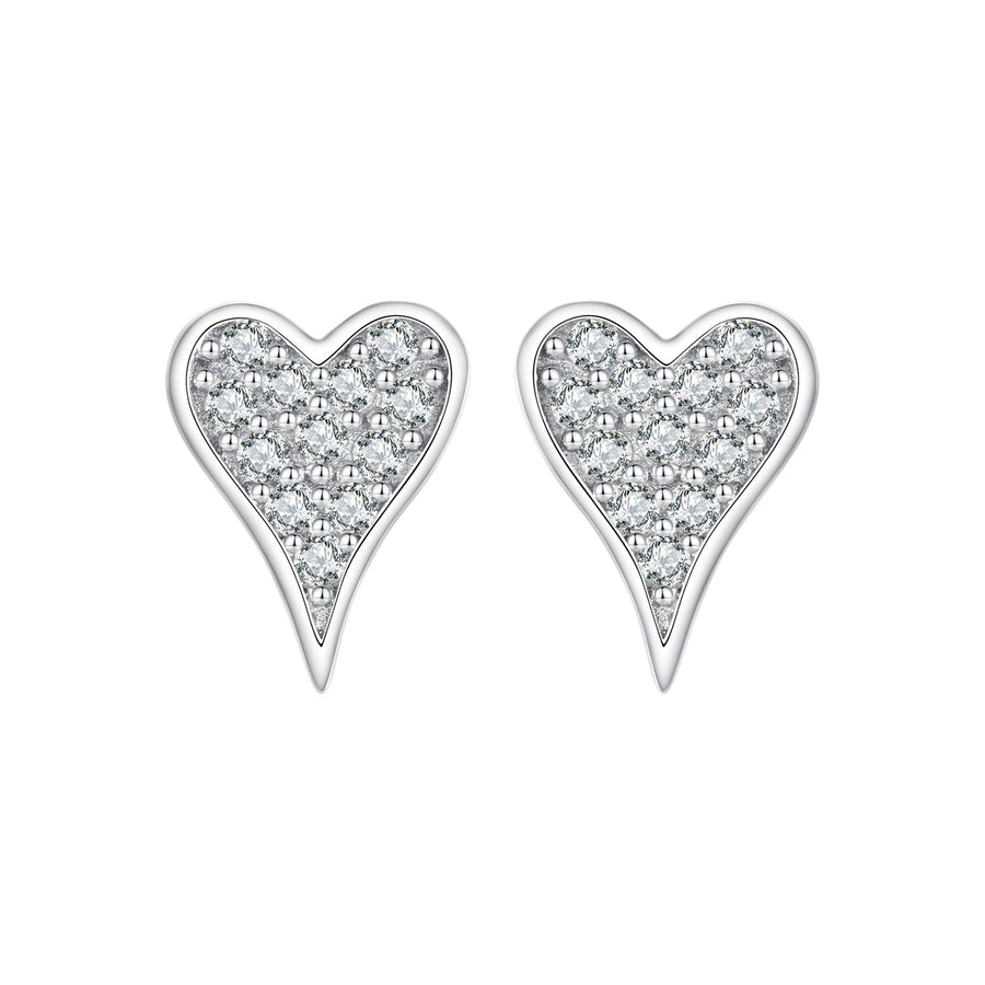 925 Sterling Silver White Gold Plated Pavé CZ Earrings