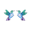 925 Sterling Silver White Gold Plated Earrings with Enamel and CZ - 10*8mm