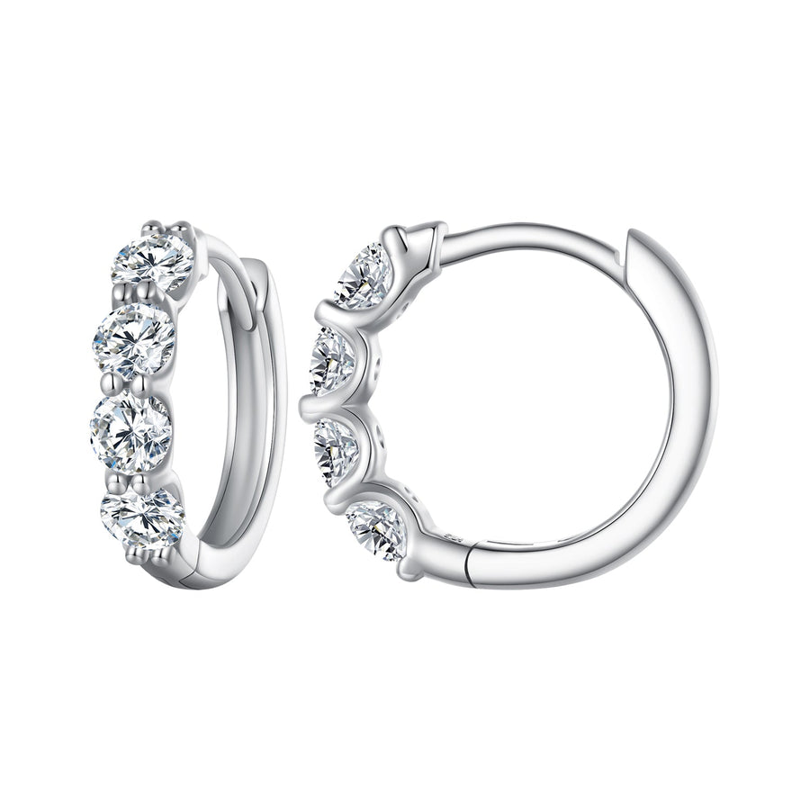 925 Sterling Silver Moissanite 0.1 Carat Platinum Plated Earrings for Women