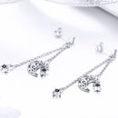 925 Sterling Silver Earrings with Plated Platinum and CZ - 4.4 x 1.0 cm for Women