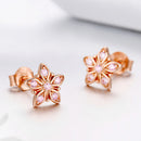 925 Sterling Silver Rose Gold Plated Pavé Setting CZ Earrings