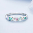 925 Sterling Silver Ring with Nano Opal Stone, Size 6, for Women