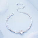 925 Sterling Silver Bracelet with CZ Zircon, 15+6.5cm, Platinum Plated for Women