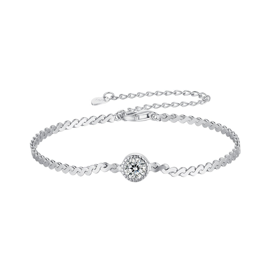 S925 Sterling Silver 5.0mm Moissanite Bracelet for Women