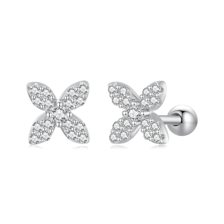 925 Sterling Silver Earrings with Pavé Setting CZ in Elegant Design