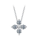 925 Sterling Silver & White Gold Plated Moissanite Necklace 40+5cm for Women
