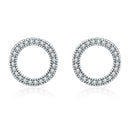 925 Sterling Silver Oxidized Pavé Setting CZ Earrings 1.1cm for Women