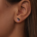925 Sterling Silver Earrings with Pavé Setting CZ in Black Gold - Size 0.8*1.1cm for Women