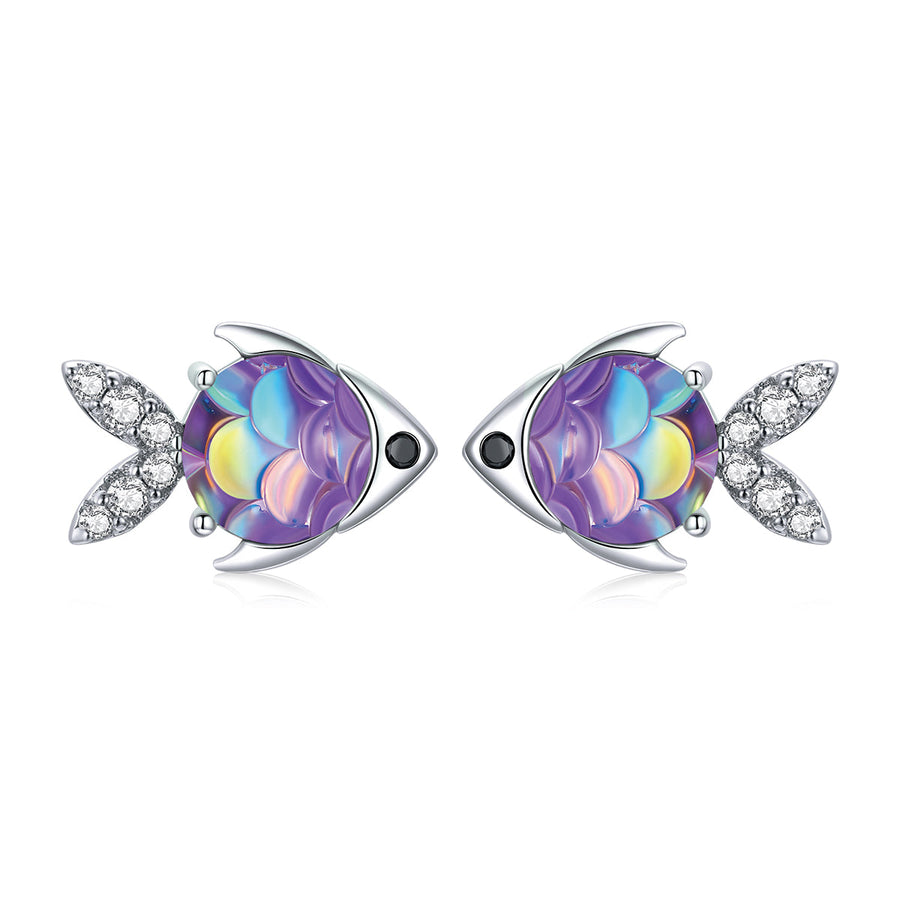 925 Sterling Silver Earrings with CZ and Resin, 0.8*1.2cm